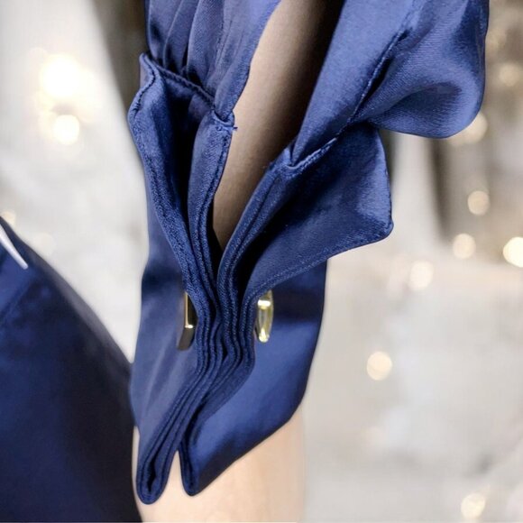 NWT Moon River Navy Satin Off Shoulder Mini Dress - Picture 2 of 8